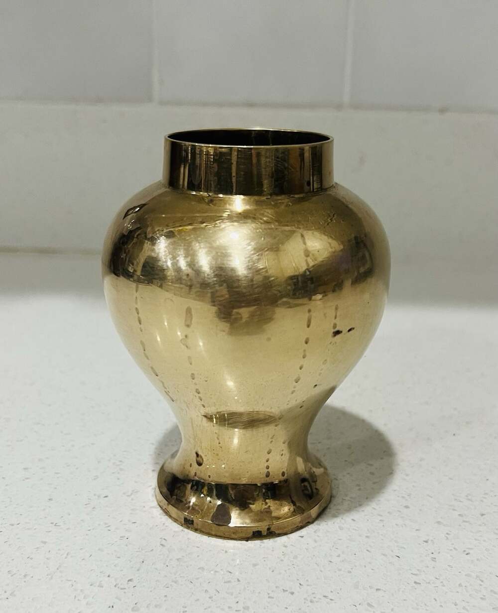 Small Brass Urn Bud Vase Vintage Style Gold Boho Home Decor 5 Inch
